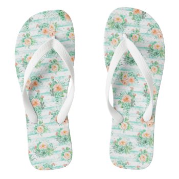 Watercolor Cactus And Flowers Flip Flops by angelandspot at Zazzle