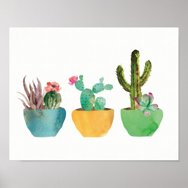 Watercolor Cactus and Succulent Print (Front)