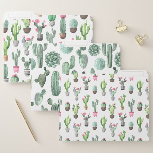 Watercolor Cactus and Succulents File Folders