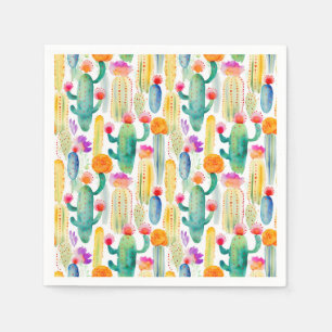 Watercolor Cactus Art Desert Colorful Southwest Napkins