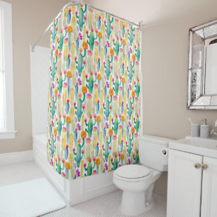 Watercolor Cactus Art Pattern Desert Colorful Fun Shower Curtain