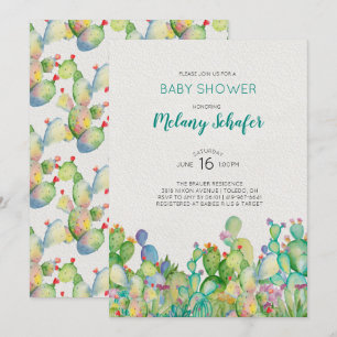 Watercolor Cactus Baby Shower Invitation