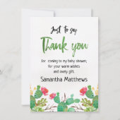 watercolor Cactus Baby Shower Thank You Card (Front)