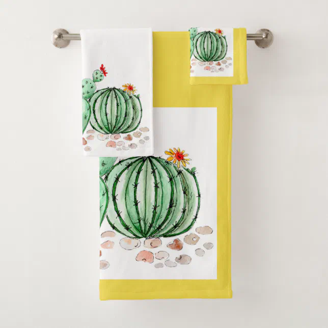 watercolor, cactus bath towel set Zazzle
