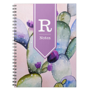 Watercolor Cactus & Blossoms Personalized Notebook