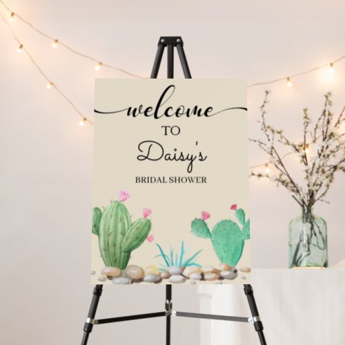 Watercolor Cactus Bridal Shower Welcome Sign