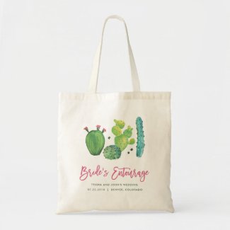 Watercolor Cactus Bride&#39;s Entourage Bag