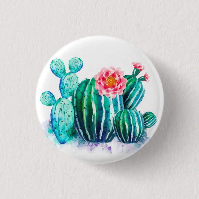 watercolor Cactus Button (Front)