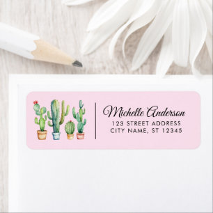 Watercolor Cactus Cacti Desert Succulent Pink Label