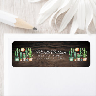 Watercolor Cactus Cacti Desert Succulent Wood Label