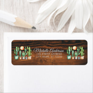 Watercolor Cactus Cacti Desert Succulent Wood Label