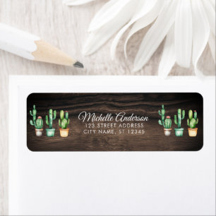 Watercolor Cactus Cacti Desert Succulent Wood Label