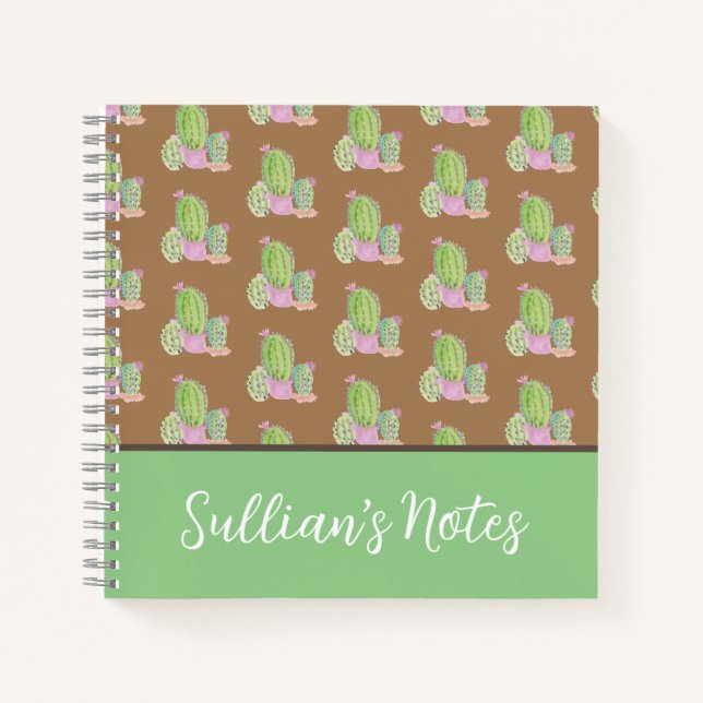 Watercolor Cactus Cacti Plants Reminder Notebook (Front)