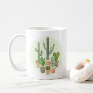 Watercolor Cactus Cacti Potted Plants Succulents Coffee Mug
