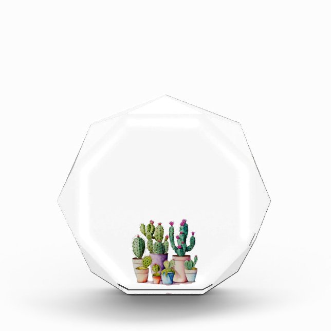 Watercolor Cactus cacti succulents  Acrylic Award (Front)