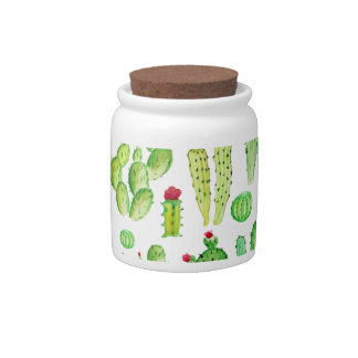 watercolor cactus candy jar