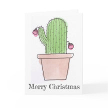 Watercolor Cactus Christmas Card