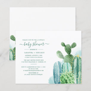 Watercolor Cactus Couples Baby Shower Invitation