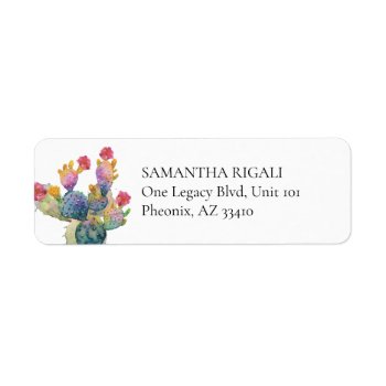 Watercolor Cactus Custom Return Address Labels by VGInvites at Zazzle
