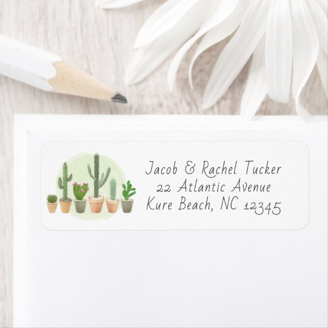 Watercolor Cactus Cute Potted Plant Succulent Label (Insitu)