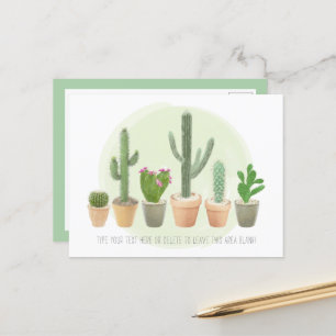 Watercolor Cactus Cute Potted Plants Note Postcard