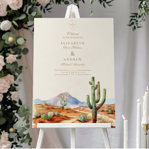 Watercolor Cactus Desert Landscape Wedding Foam Board