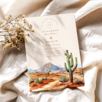 Watercolor Cactus Desert Landscape Wedding