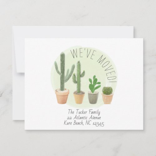 Watercolor Cactus Family of 4 Moving Announcement
