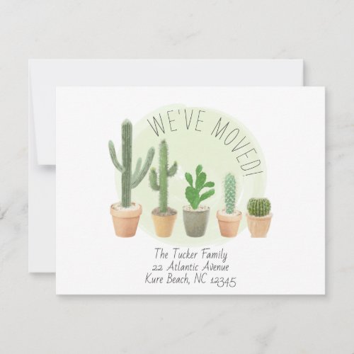 Watercolor Cactus Family of 5 Moving Announcement