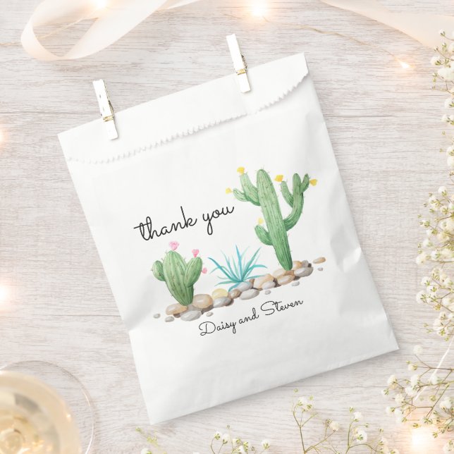 Watercolor Cactus Favor Bag (Clipped)