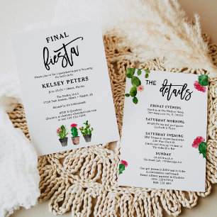 Watercolor Cactus Final Fiesta Bachelorette Party Invitation