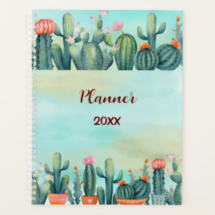 Watercolor Cactus Flower Planner