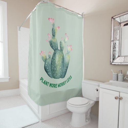 Watercolor Cactus Flower Shower Curtain