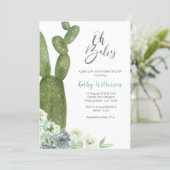Watercolor Cactus Gender Neutral Baby Shower Invitation (Standing Front)