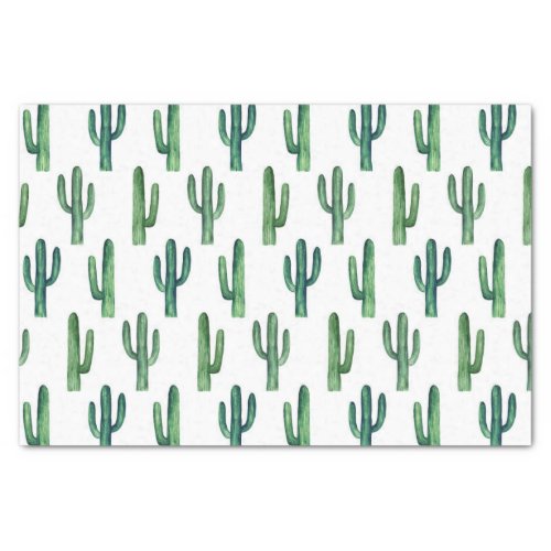 Watercolor cactus Green cacti pattern Modern Tissue Paper