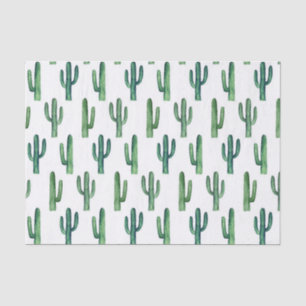 Watercolor cactus. Green cacti pattern. Modern Tissue Paper