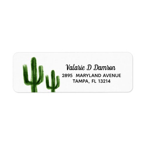 Watercolor Cactus Greenery Return Address Label