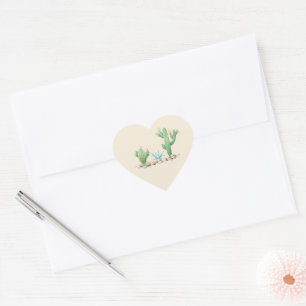 Watercolor Cactus Heart Sticker