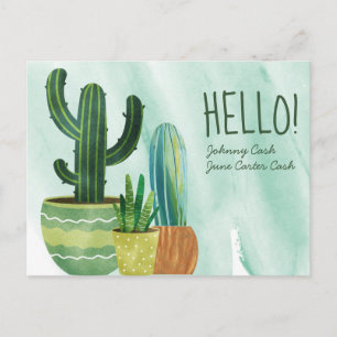 Watercolor Cactus Hello Personalized Greeting Postcard