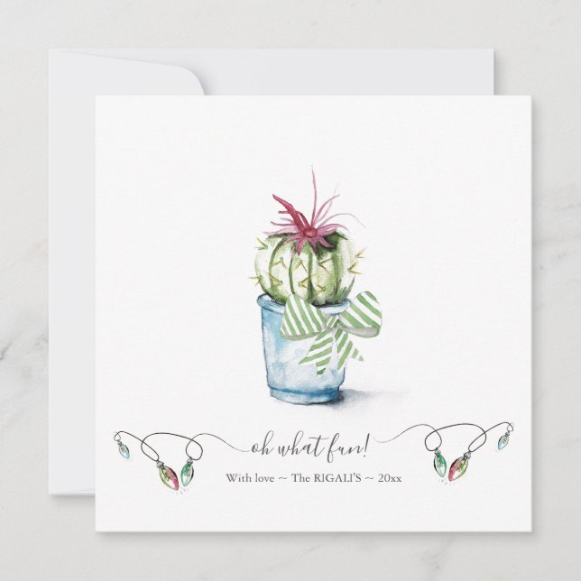 Watercolor Cactus Holiday Card (Front)
