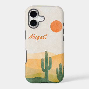 Watercolor Cactus in Orange Desert iPhone 17 Case