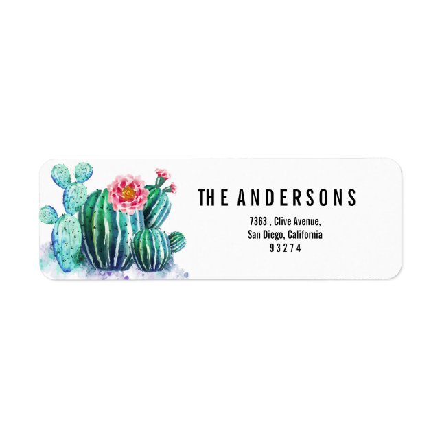 watercolor Cactus Label (Front)