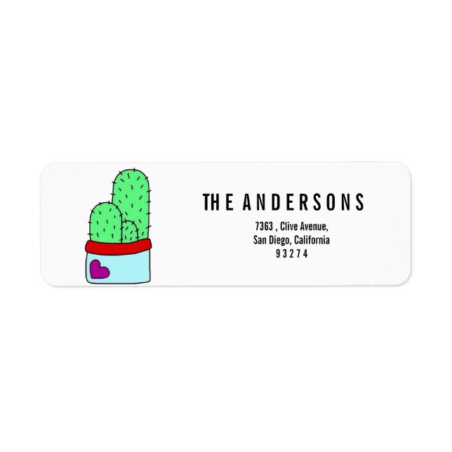 watercolor Cactus Label (Front)