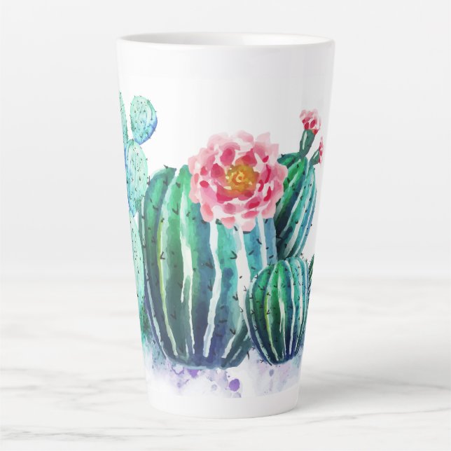 watercolor Cactus Latte Mug (Front)