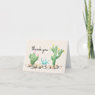 Watercolor Cactus Letterpress Thank You Card
