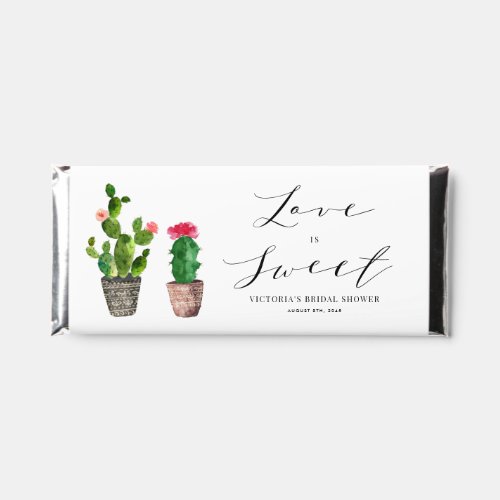 Watercolor Cactus Love is Sweet Bridal Shower Hershey Bar Favors