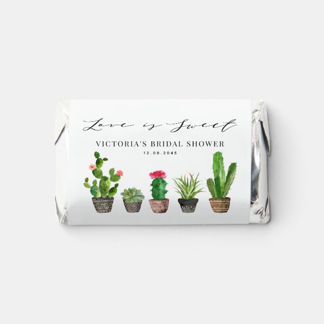 Watercolor Cactus Love is Sweet Bridal Shower Hershey's Miniatures (Front)