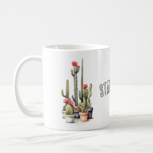 Watercolor Cactus Lover Stay Sharp Funny Coffee Mug