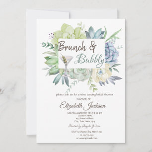 Watercolor Cactus Martini Brunch & Bubbly Invitation
