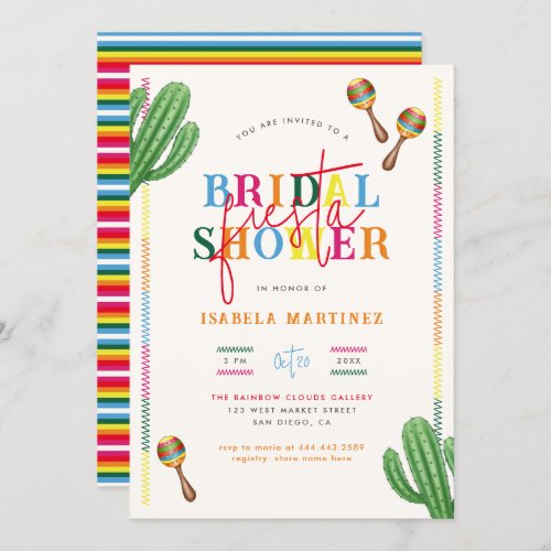Watercolor Cactus Mexican Fiesta Bridal Shower Invitation